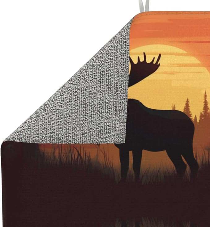 Sunset Pine Tree Moose Silhouette