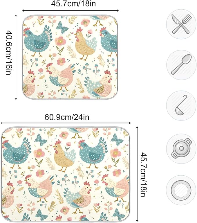 Chickens Flowers Leaves Spring Beige