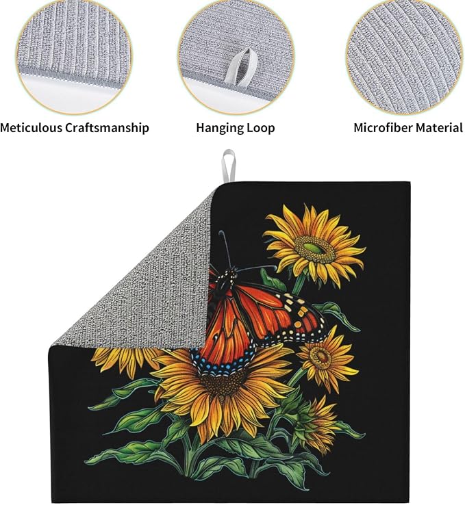 Orange Butterfly Yellow Sunflower