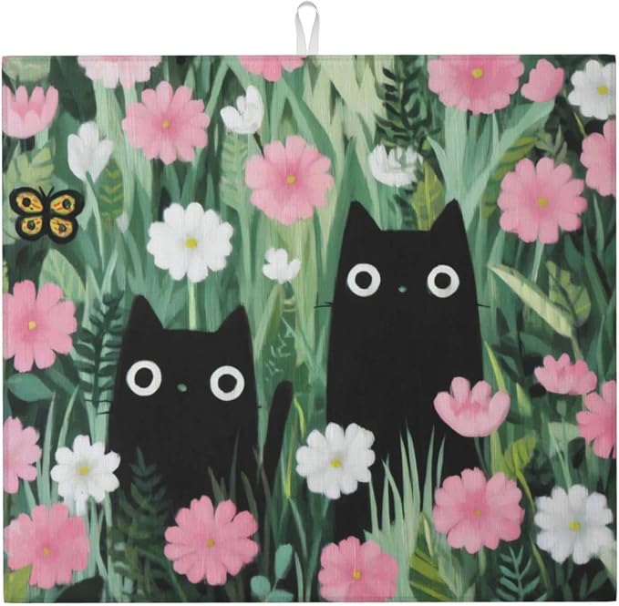 Black Cat Hawaiian Print