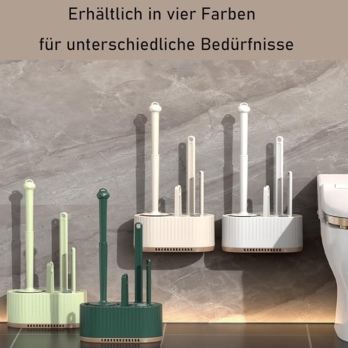 4 in 1 Toilet Brush and Holder Set （beige ）