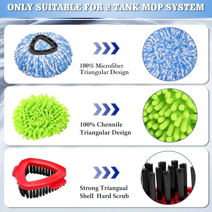 4 Blue Mop Heads+2 Green Mop+2 Brushes+1 Base