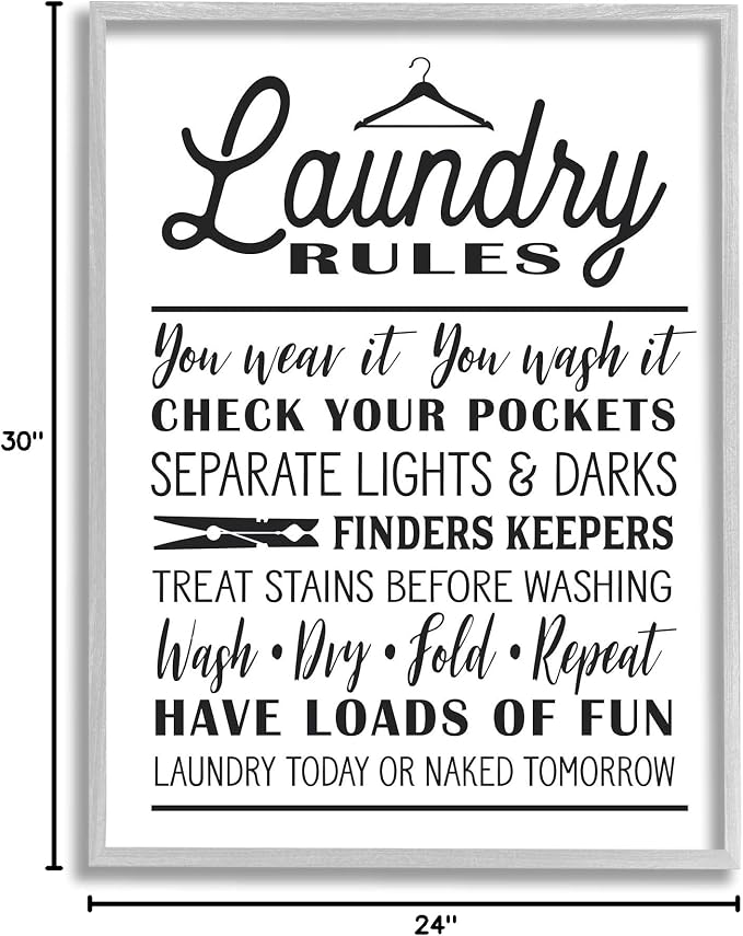 Laundry Rules Hanger Typography