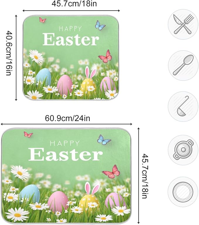 Green Happy Easter Eggs Daisy