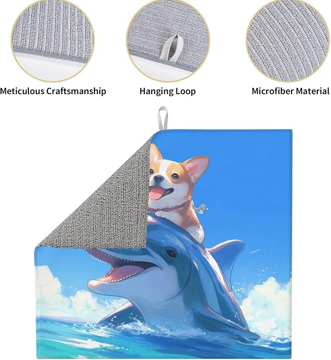 Cute Corgi Riding Dolphin