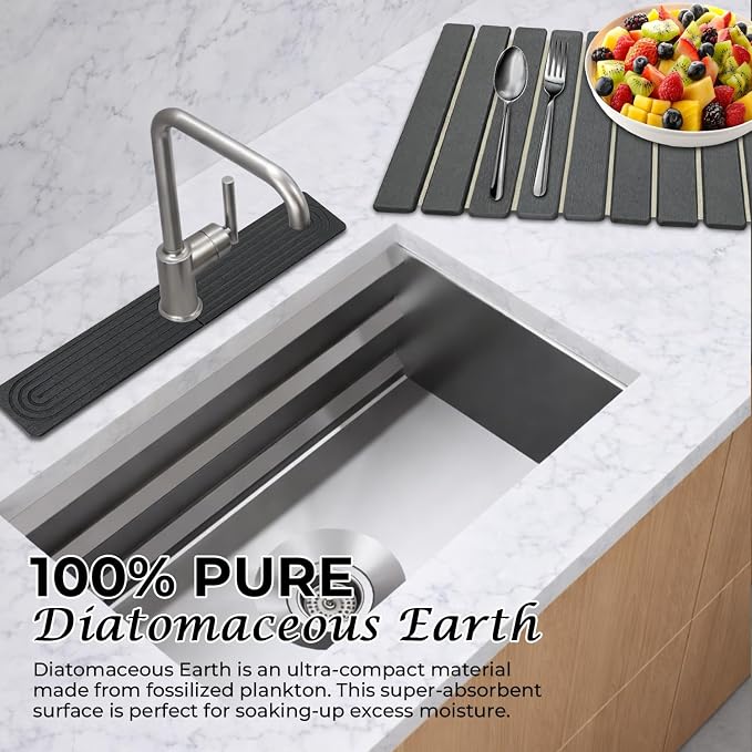 Dark Gray Drying Mat + Faucet Mat