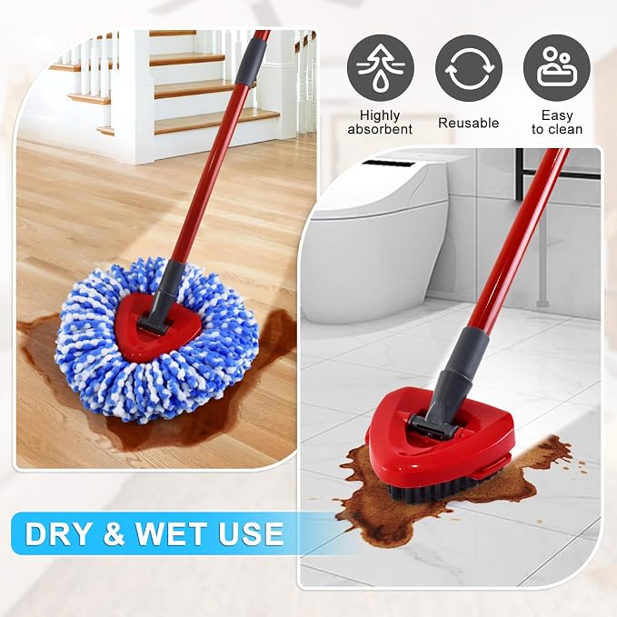 4 White&blue Mop Heads&1 Scrubber Mop Head&1 Mop Base