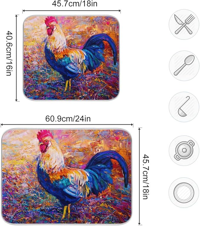 Colorful Rooster Oil Painting