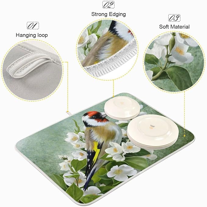 Bird Peach Blossom Green
