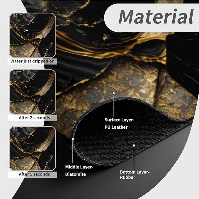 Black and metallic gold marble