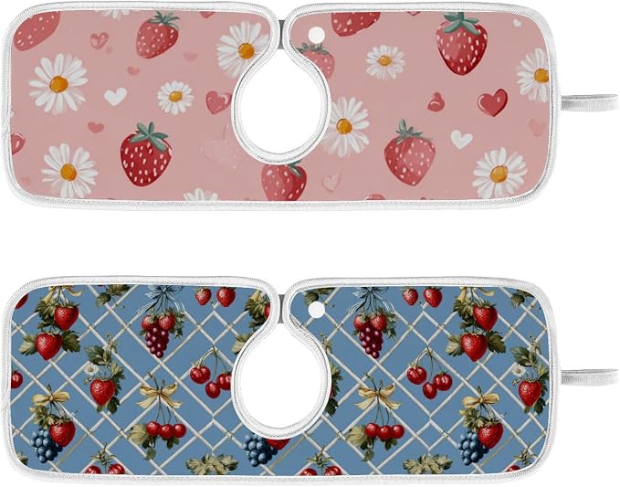 Vintage Grid Strawberry Hearts