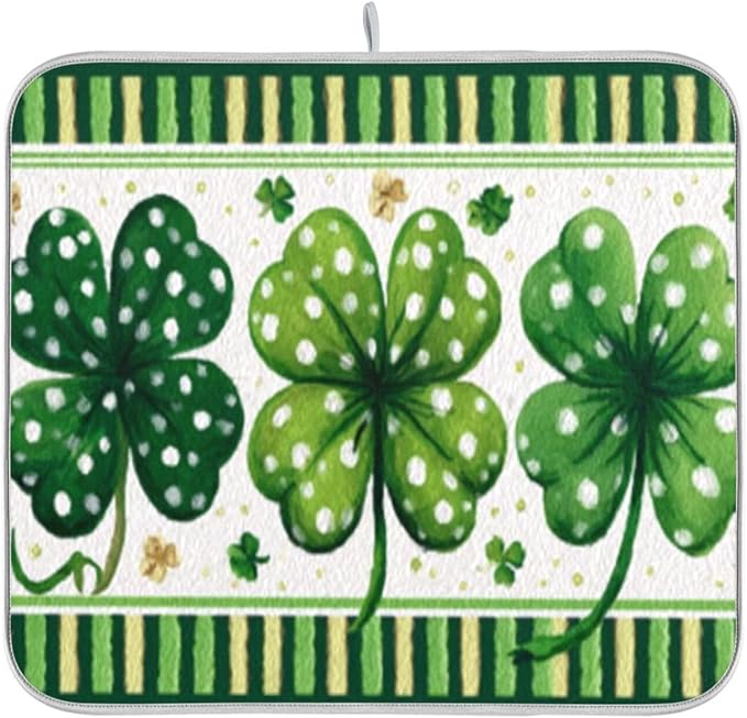 green clovers white polka dots