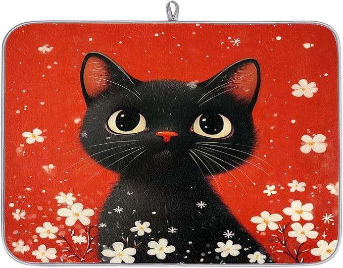 Cute Black Cat Red