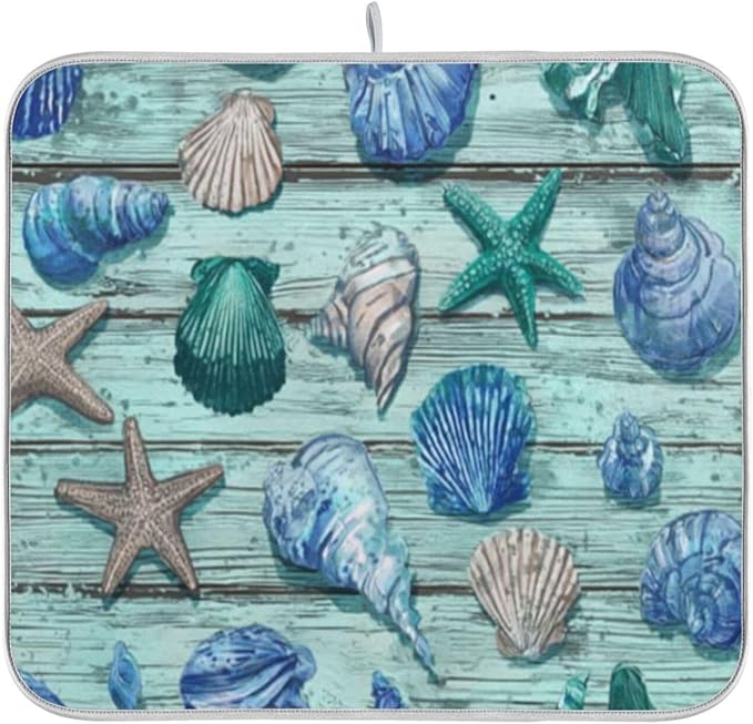 seashells and starfish wooden