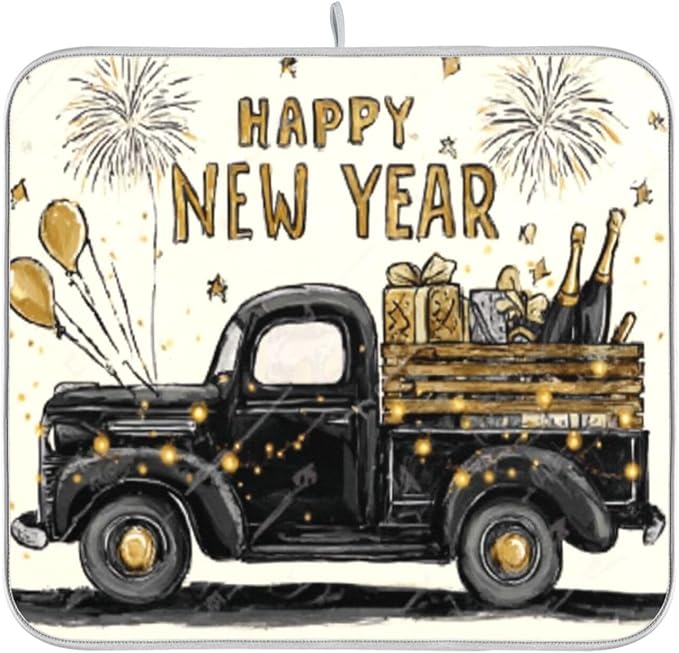 old black truck with bottle