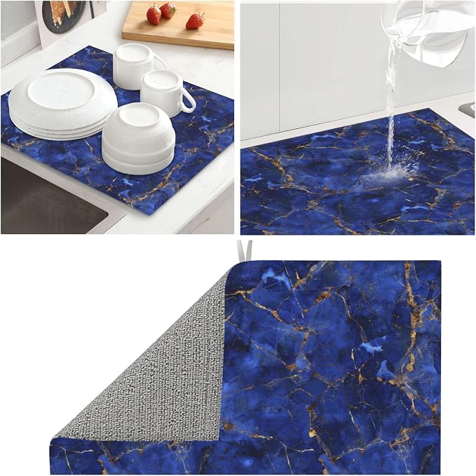 Deep Blue Gold Marble