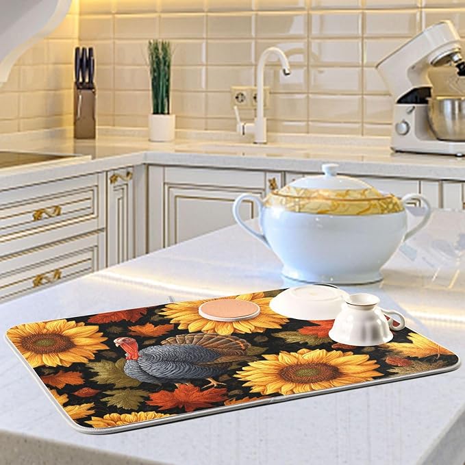 Black Thanksgiving Turkey and Sunflowers