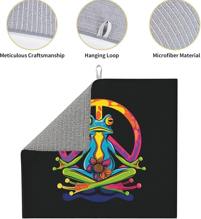 Colorful Meditating Frog Peace Sign