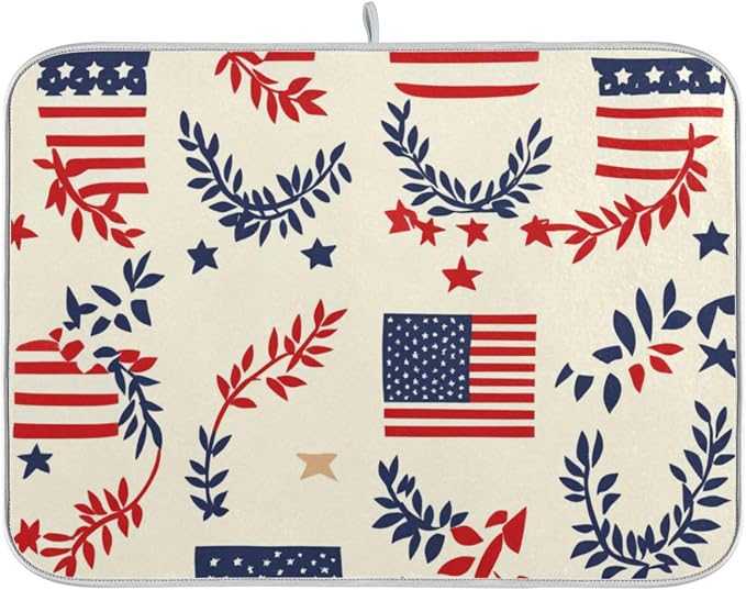 4th of July Wreaths and Flags Beige
