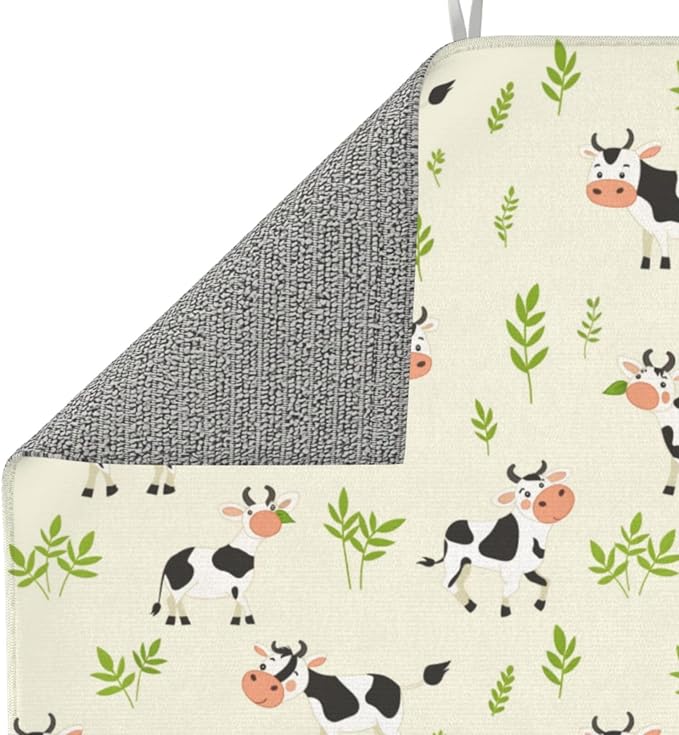 Cute Cow Green Leaf