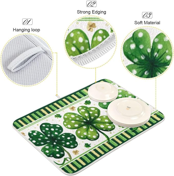 green clovers white polka dots
