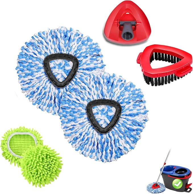 2 Blue Mop Heads+2 Green Mop+1 Brush +1 Base