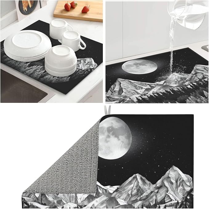 Mountain Forest Moon Night Sky