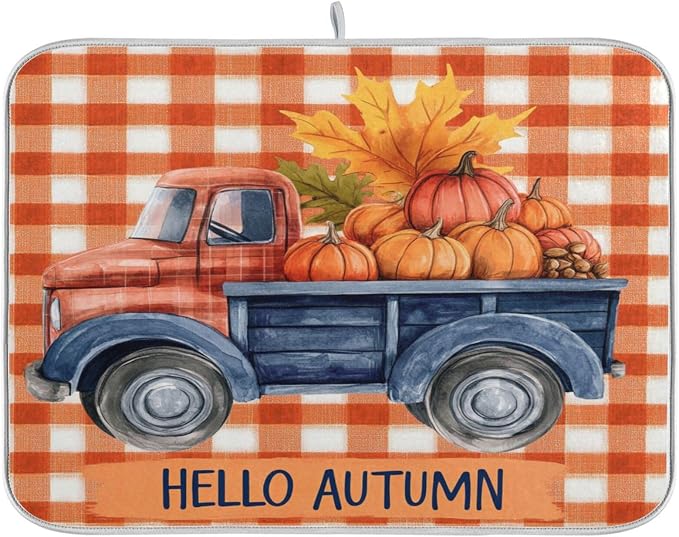 Fall Truck Pumpkins Maple Leaves