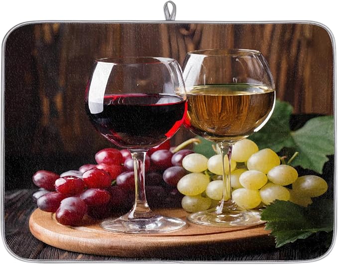 Red Wine Glass Grapes Themed
