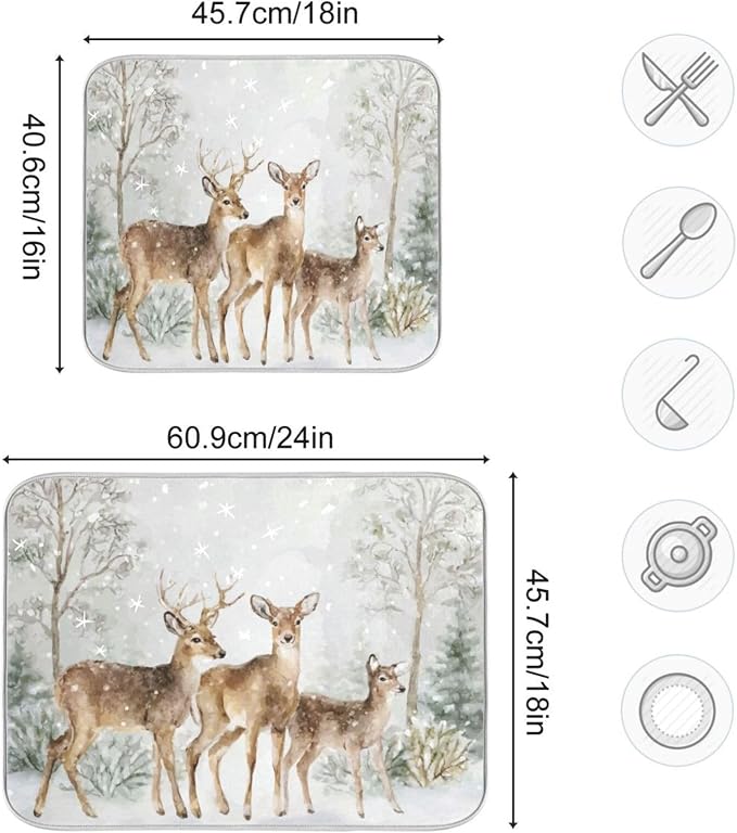 three deer in the snow
