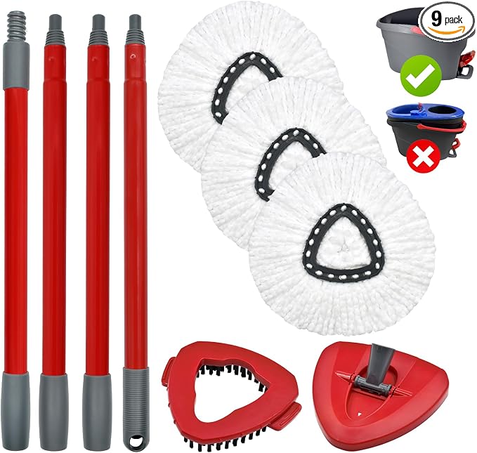 3 White Mop Heads + 1 Set Mop Handle ( 1 Tank )
