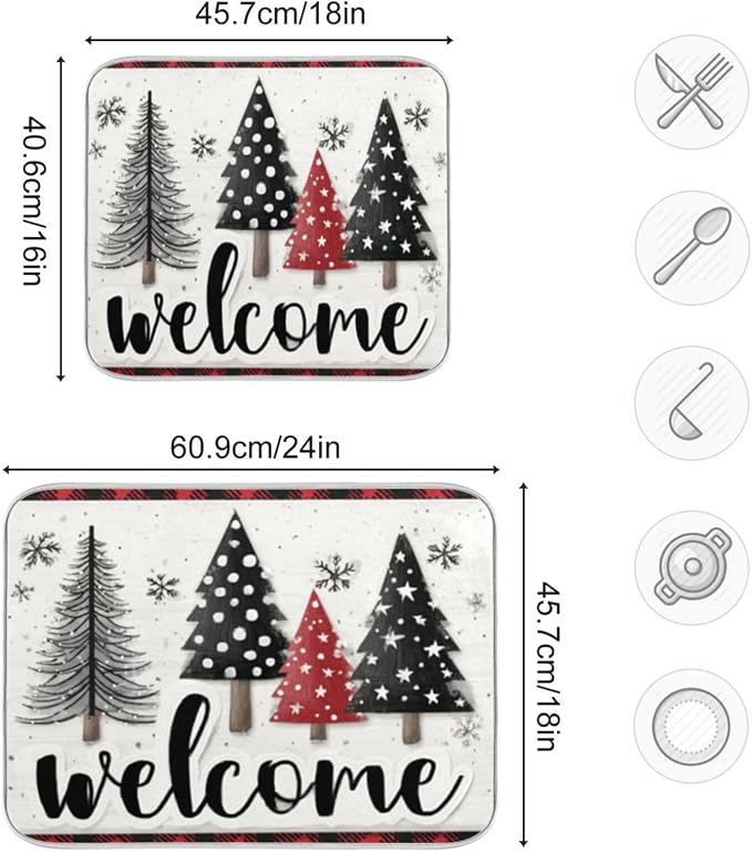 black and red christmas trees