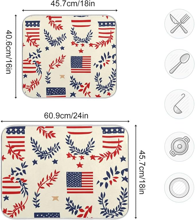 4th of July Wreaths and Flags Beige