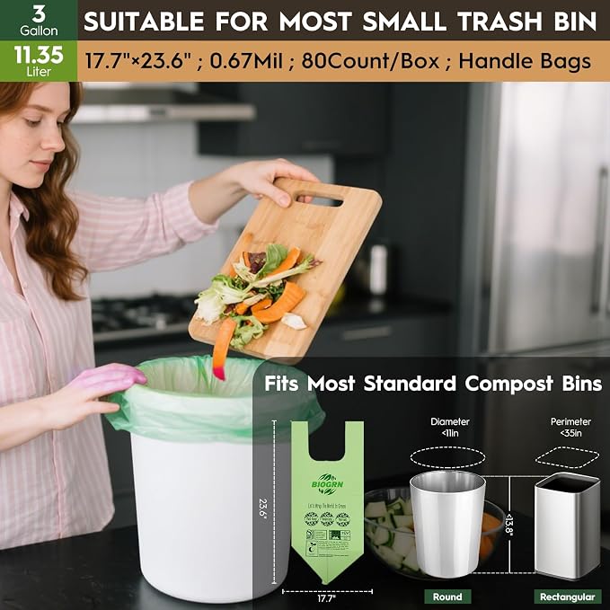 3 Gal, Handles Bags, 80 Count