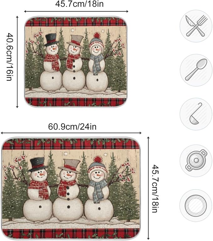 three snowmen dressed in winter