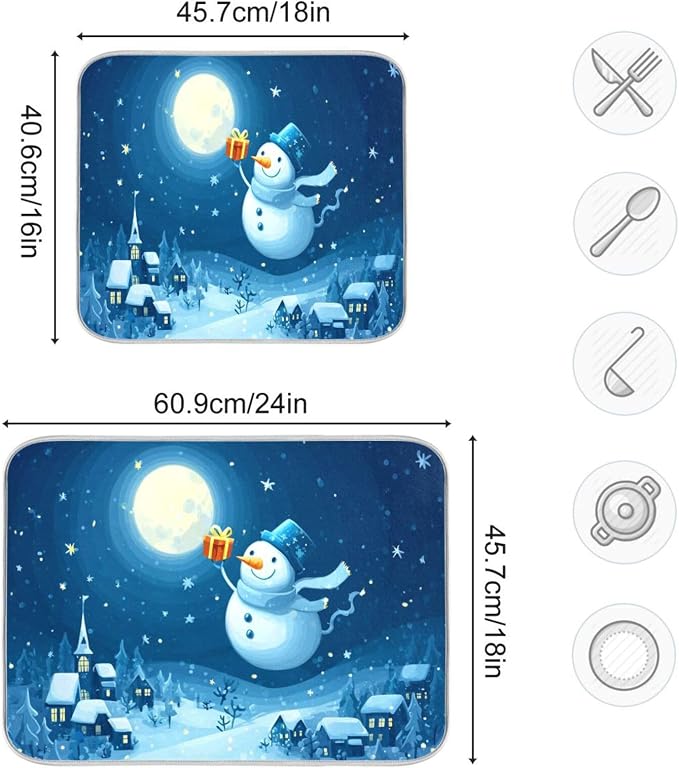 snowman holding a gift