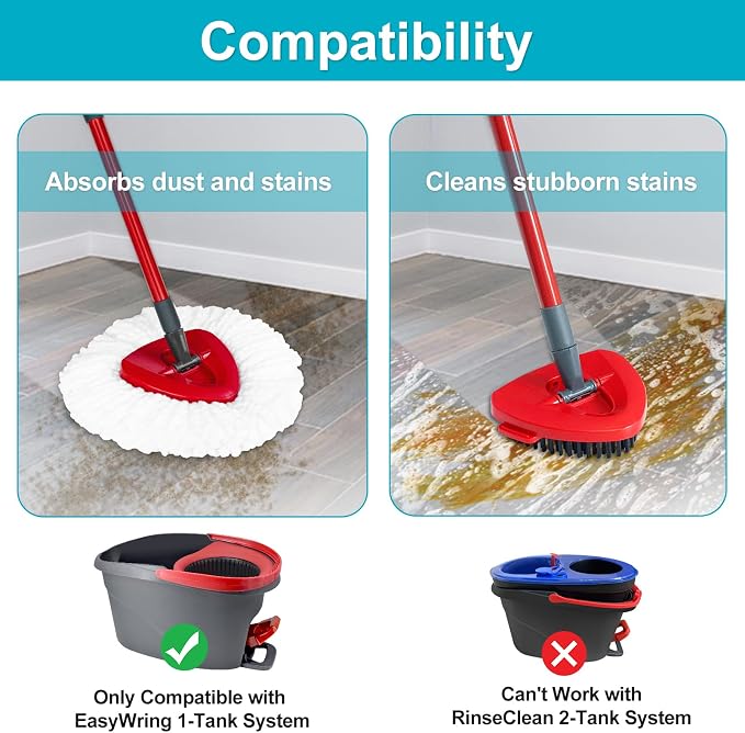 2 White Heads + 1 Set Mop Handle + 1 Base + 1 Brush