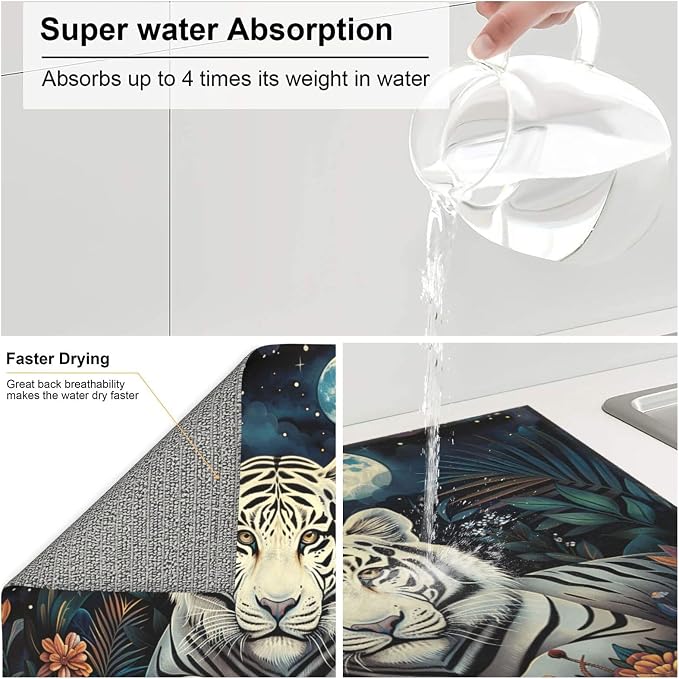Moonlit Jungle Flower White Tiger