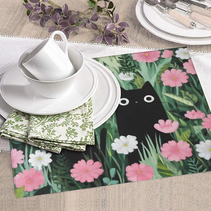 Black Cat Hawaiian Print