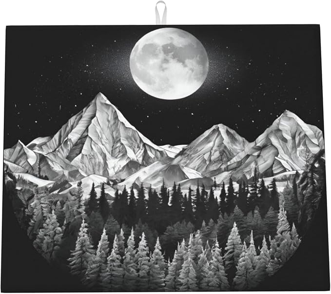 Mountain Forest Moon Night Sky
