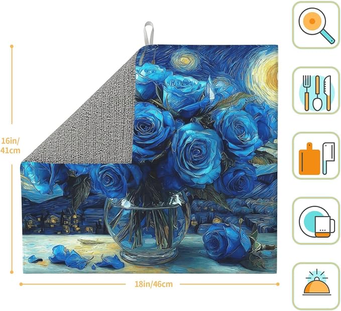 Blue Roses Starry Sky