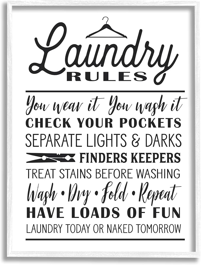 Laundry Rules Hanger Typography