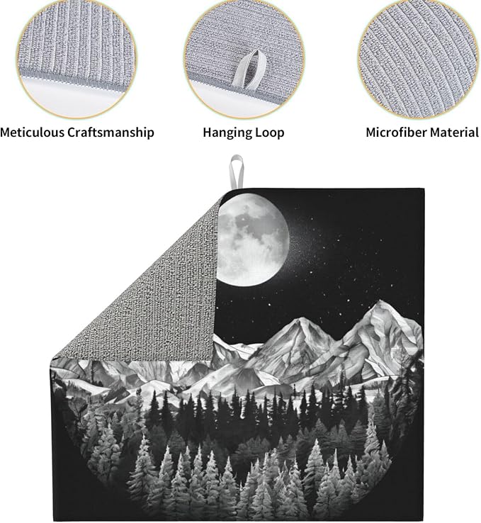 Mountain Forest Moon Night Sky