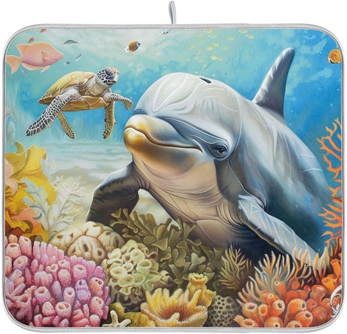 Dolphins Ocean Wave Sun Beige