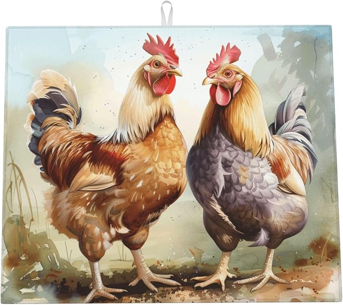 Two Watercolor Roosters