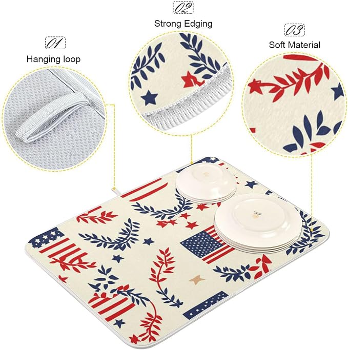 4th of July Wreaths and Flags Beige