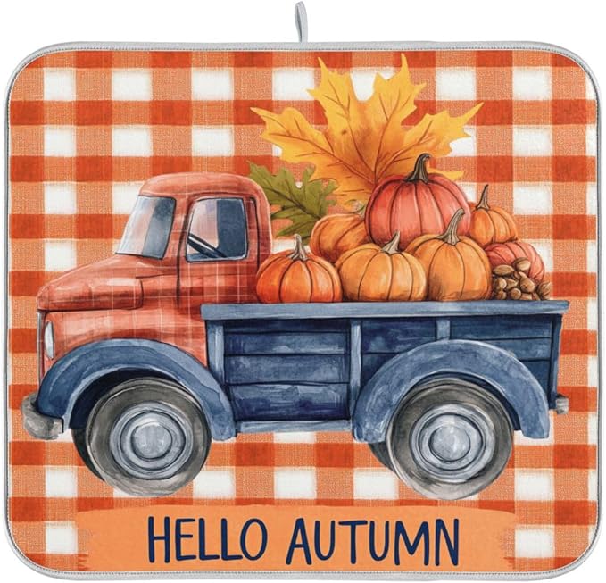Fall Truck Pumpkins Maple Leaves