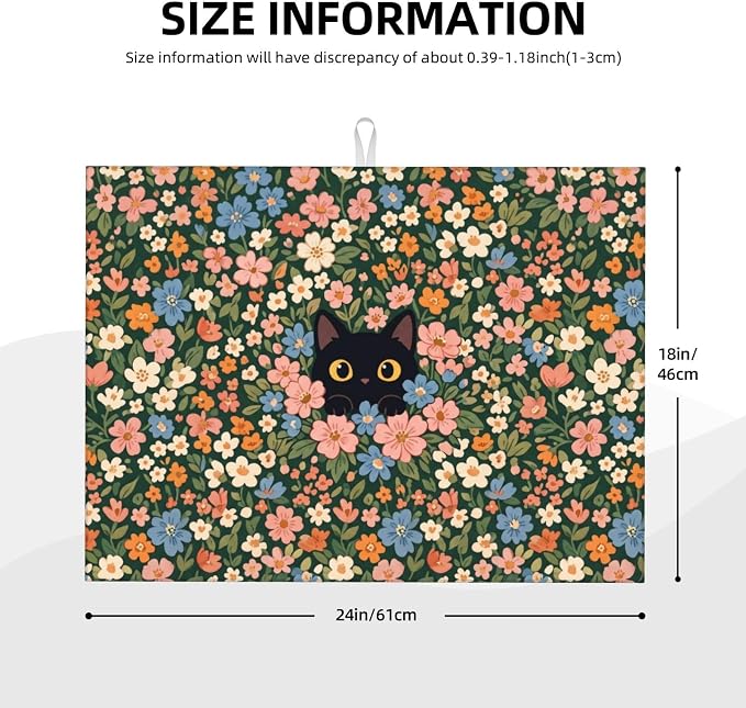 Cute Black Cat Floral