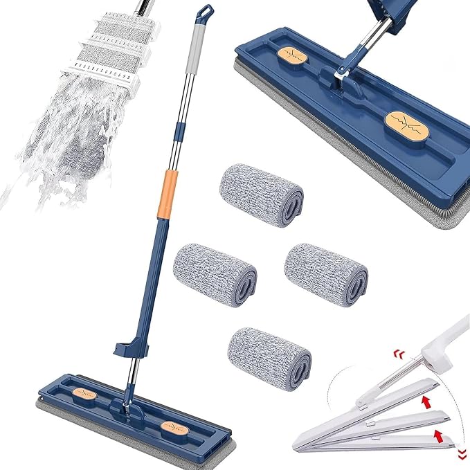 Blue Mop+4pcs Rag