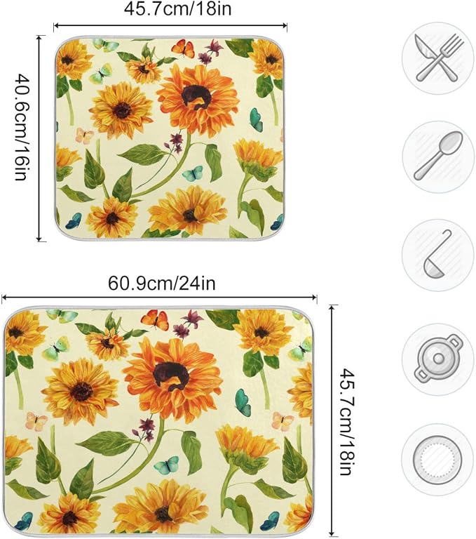 Yellow Sunflowers Butterfly Floral